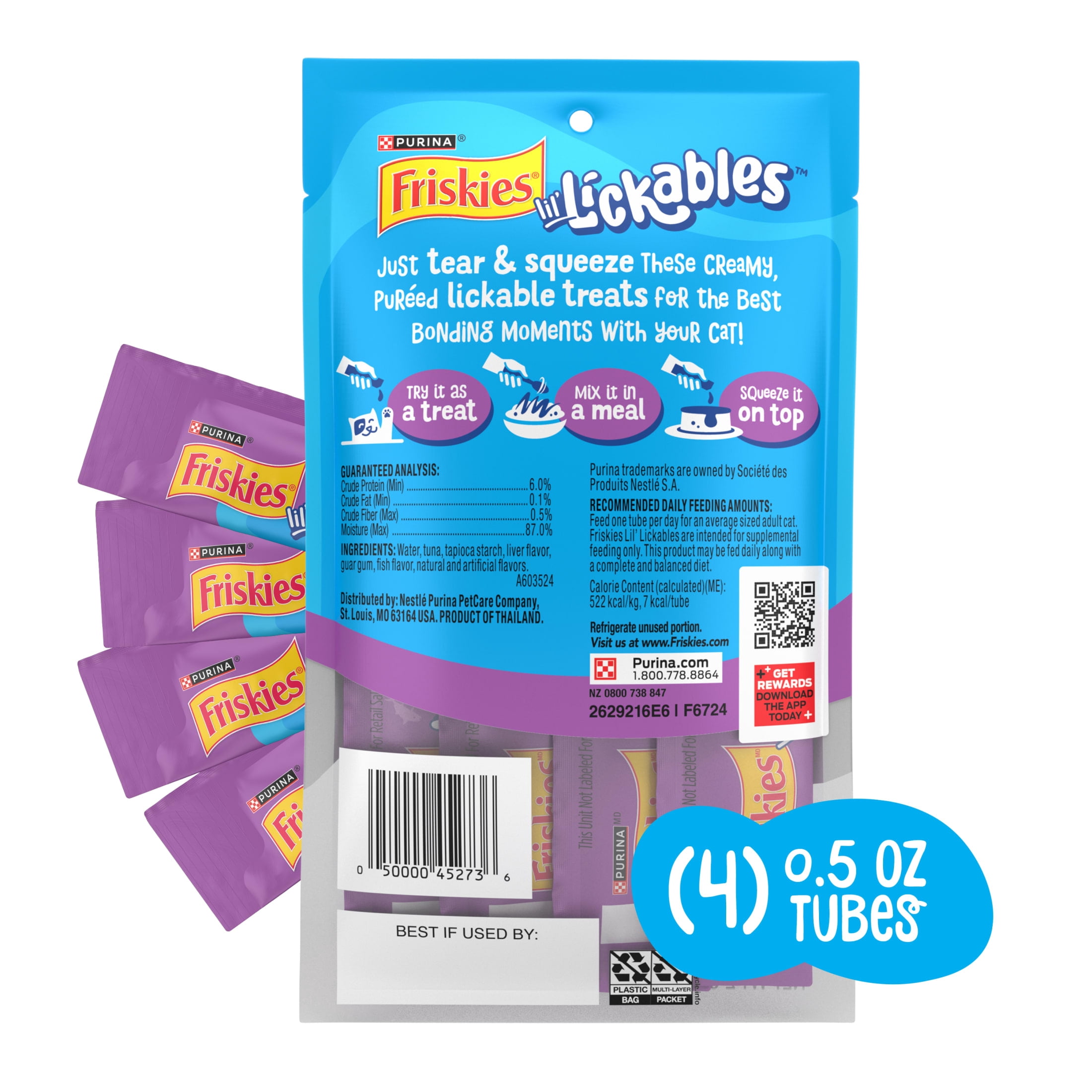 Purina Friskies lil’ Lickables With Tuna Lickable Cat Treats, 2 oz.
