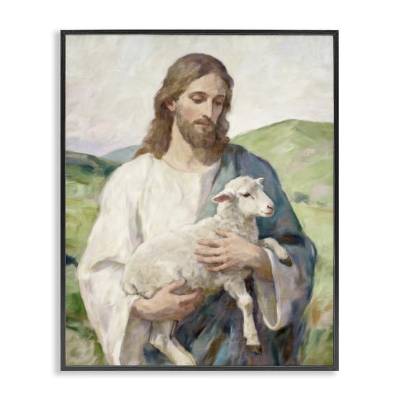 Stupell Industries Victorian Little Lamb & Spiritual Figure Black Framed Giclee Art, 11 x 14, by Kim Allen