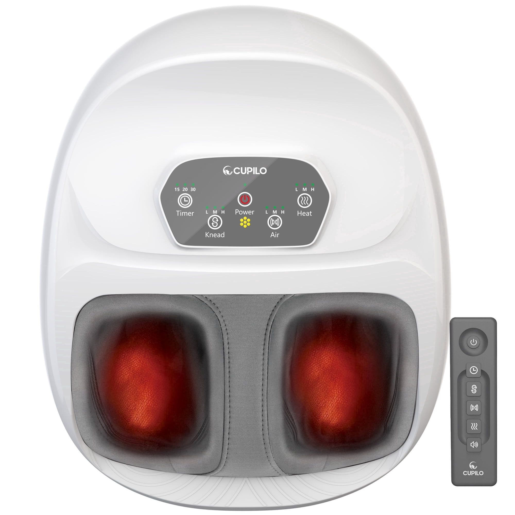 CuPiLo Shiatsu Foot Massager, Upgraded Full Feet Massager with Remote Control, 3 Heating, 3 Compression, 3 Deep Kneading & Timer for Plantar Fasciitis, Neuropathy, Fits Up to 14"