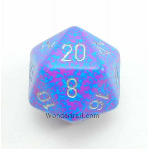 Silver Tetra Speckled Die with Silver Numbers D20 34mm (1.34in) Pack of 1 Chessex