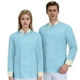 thumbnail image 2 of Unisex Long Sleeve Chef Coat, Waterproof Oil-Resistant Buttoned Kitchen Uniform for Professional Chefs, Restaurant Hotel Catering Staff,Light Blue L, 2 of 6
