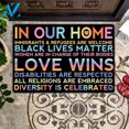 thumbnail image 2 of LGBT Doormat In Our Home Love Wins Gift | WELCOME MAT | HOUSE WARMING GIFT, 2 of 3