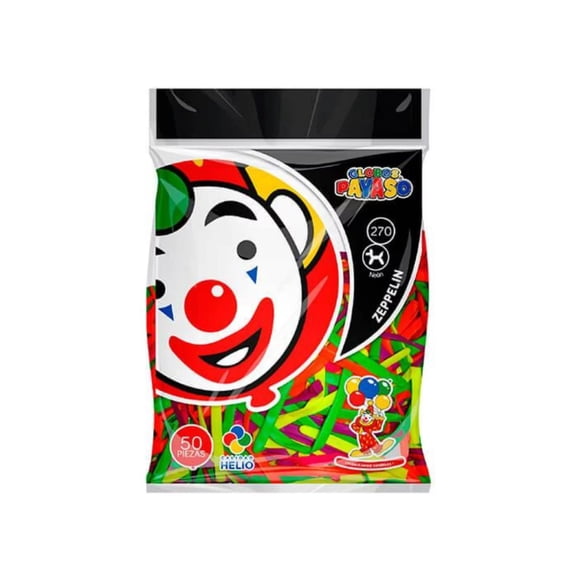 50 Piezas Globos Payaso Surtido Neon Zeppelin Numero 270 Adorno Fiesta Reunion Decoracion
