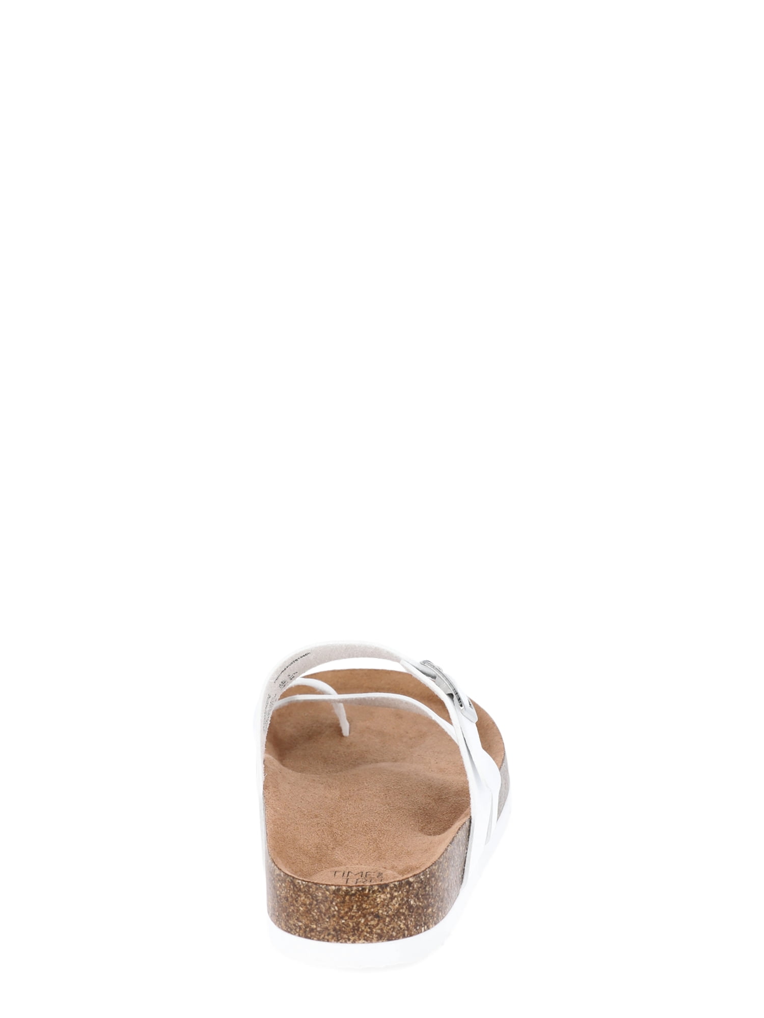 Time and Tru Women's Asymmetric Strap Footbed Sandals, Wide Width Available