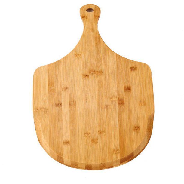 Cáscara de pizza, mango de tabla de cortar de paleta de espátula de pizza de bambú premium (hornear pizza, pan, cortar frutas, verduras, queso)