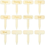 24 Pcs Set Wood Plant Labels Signs Tags, Garden Markers for Indoor and Outdoor Plants, 18 Designs, 2.75 x 3.9 in.
