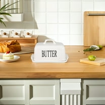 Masteelf Butter Keeper Crock Ceramic French Butter Dish White Butter Storage Jar Countertop Cheese Butter Container for Spreadable Butter