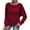 Wine, variant on Jalioing Fall Winter Long Sleeve Shirt for Women Ribbed Loose Casual Crew Neck Tunic Tops Fashion Basic Blouses