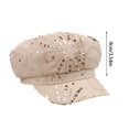 thumbnail image 6 of VBEWZET Fashion Embroidered Sequined Hat for Ladies, Breathable Mesh Newsboy Cap, Lightweight Casual Outdoor Vacation Club Styling Beret Headwear Beige One Size, 6 of 9