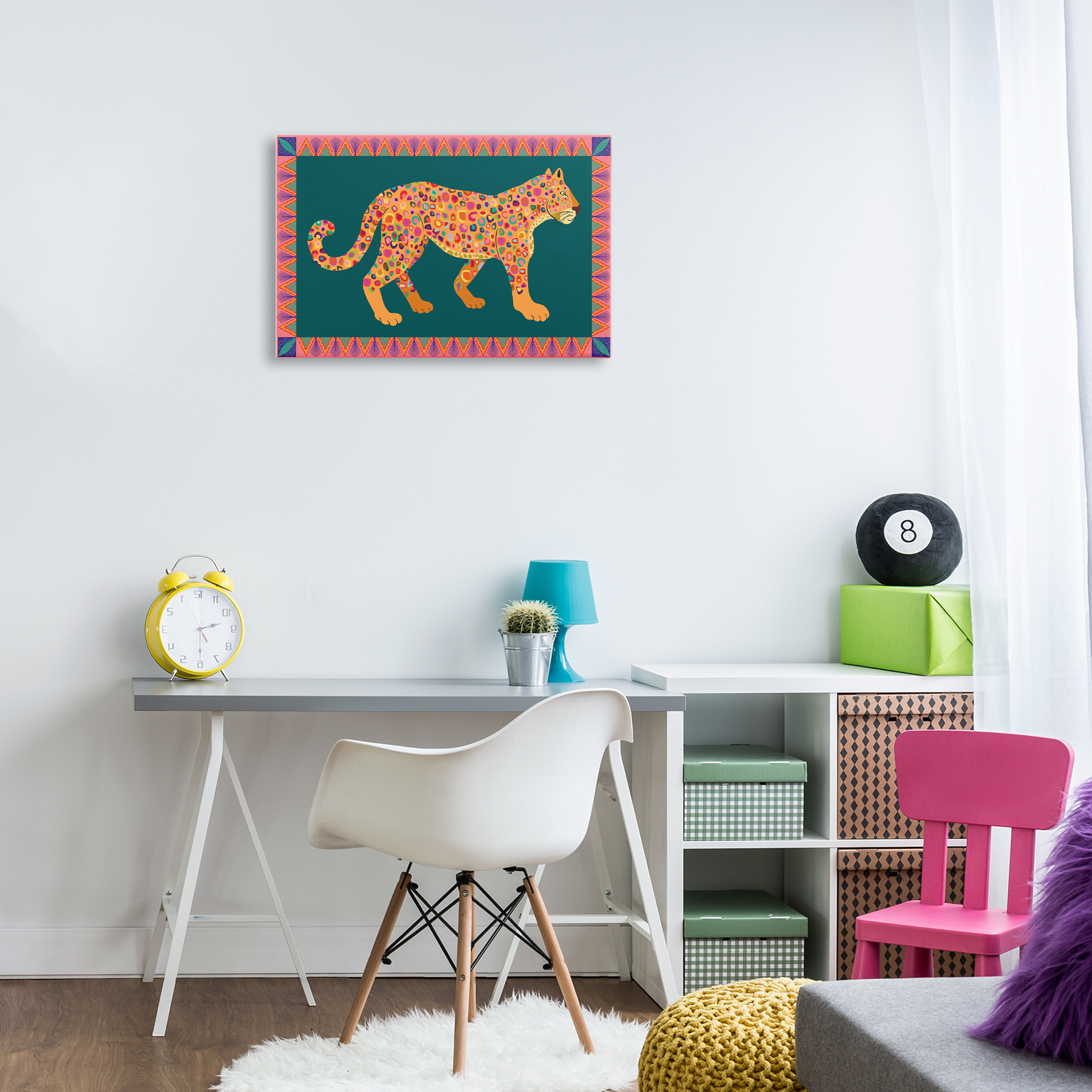 Stupell Industries Bold Patterned Lion Animals Painting Wrapped Canvas Art Print Wall Art, 24 x 16