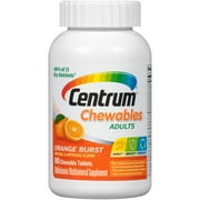 Centrum Chewable Multivitamin for Adults, Multivitamin/Multimineral Supplement With Vitamin C, D3, E and Antioxidants, Orange Burst Flavor - 100 Count