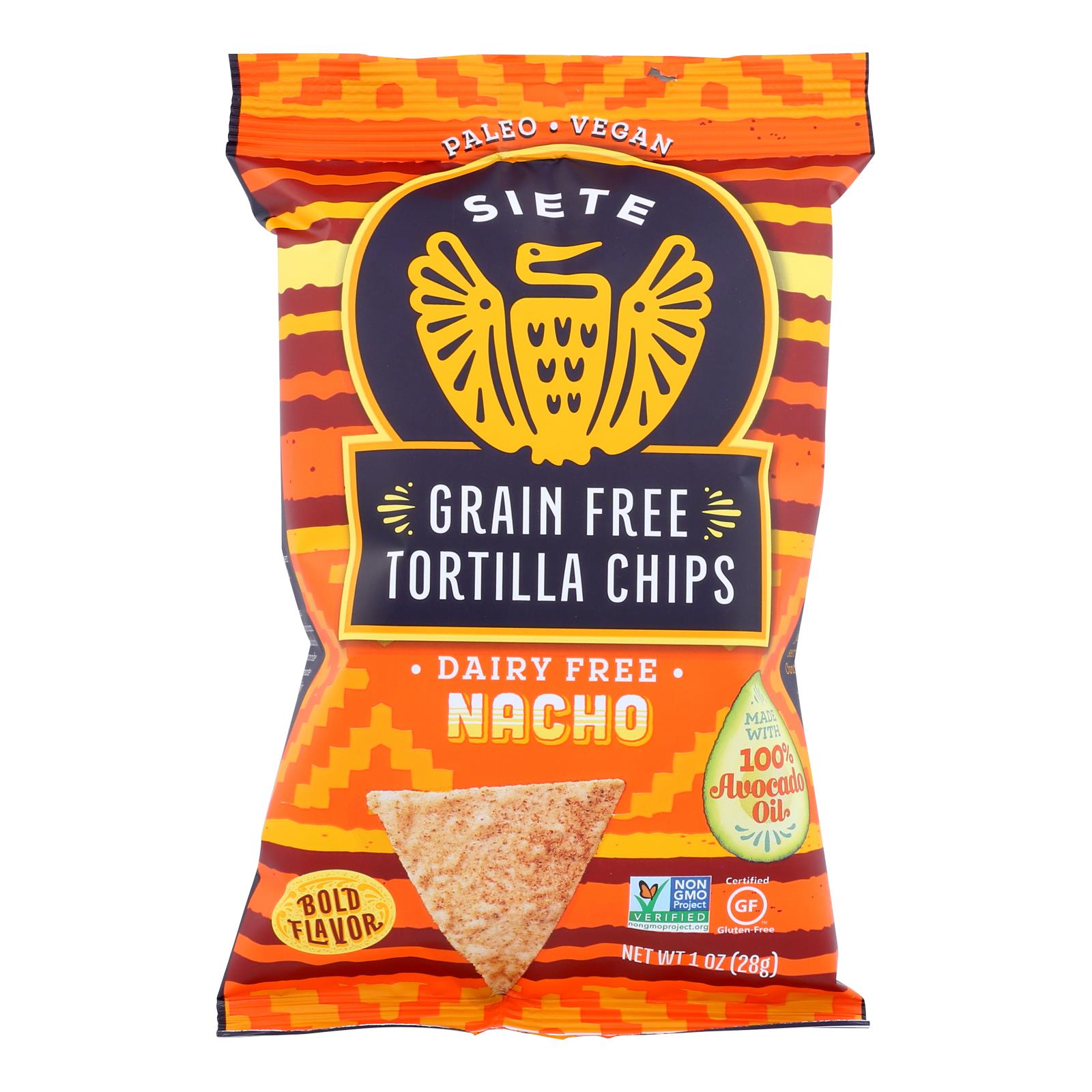 Siete Tortilla Chips Nacho Case of 24 1 OZ