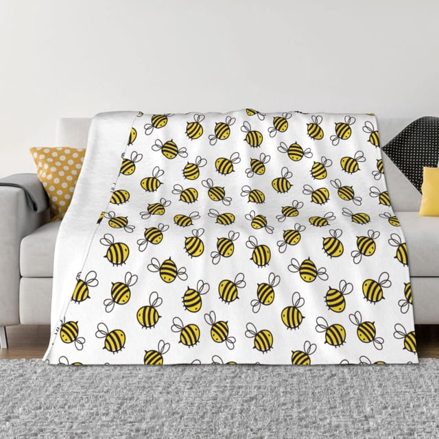 Fotbe Cute Little Bee Manta de Franela con Estampado, Manta Ultrasuave para Cama, Sofá, Auto, Hipoalergénica y Antibolitas-80"x60"