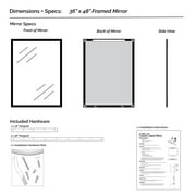 Frame My Mirror Framed Mirror, Black Finish, 36 x 48, 1-1/4 Wide Frame Ellis Design