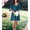 thumbnail image 4 of Robes pour Femmes Printemps Été Décolleté en V Profond Élégante Robe Courte à Nœud Bleu Mer L, 4 of 9