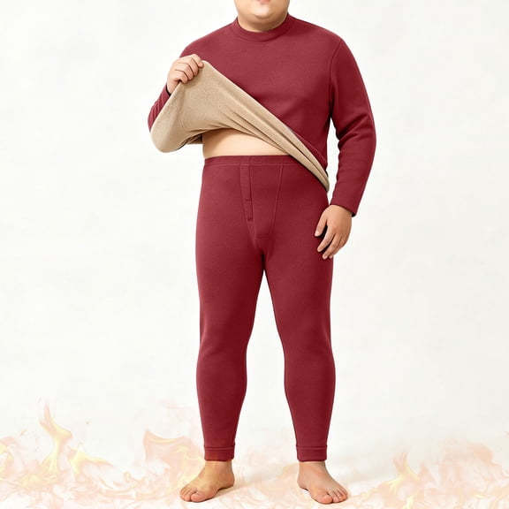 VEKDONE Plus Size Thermal Underwear for Men Long Johns Set Fleece Lined Heat Retention Underwear Base Layer Top And Bottom Set for Cold Weather