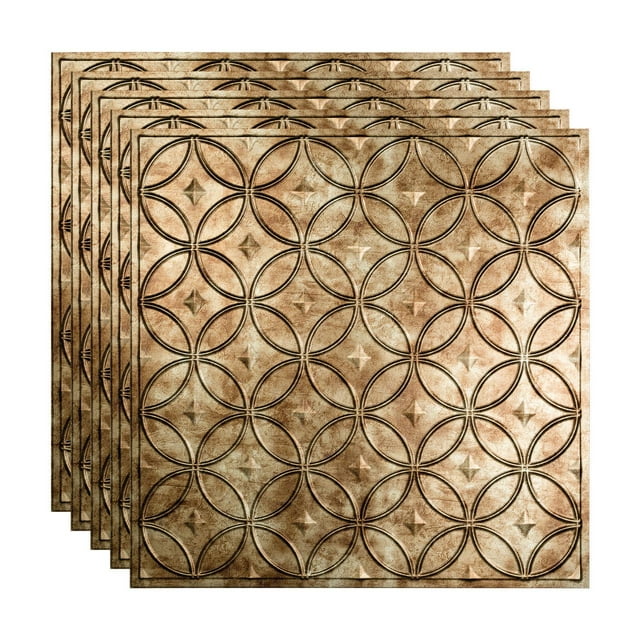 FASÄDE Rings Decorative Vinyl 2ft x 2ft Lay in Ceiling Panel in Bermuda Bronze (5 Pack)