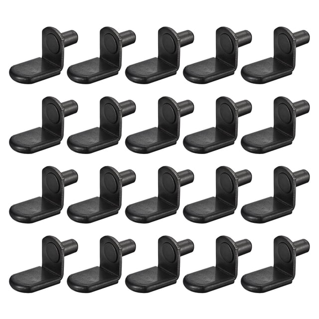 Uxcell 25Pcs Soportes de estante Puntas en forma de L Soportes de estante con funda de goma negra 0.24"