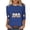 #349-Blue, variant on Warop Women's Casual Halloween Printed 3/4 Sleeve Tops Fashionable Tunic Round Neck Blouse Loose Fit Pullover T Shirts
