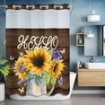 thumbnail image 6 of No Hook Shower Curtains with Snap-in Liner Set, Sunflower Waterproof Hotel Style Bathroom Shower Curtain, Yellow Flowers Summer Botanical Wooden Retro Art Breathable Mesh Top Bath Curtains 60''x72'', 6 of 9