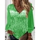 thumbnail image 4 of Tops con cuello en V de Color sólido de lentejuelas para mujer, Jersey suelto informal, Camiseta con estampado Digital, ropa de calle de algodón, ropa femenina, 4 of 5