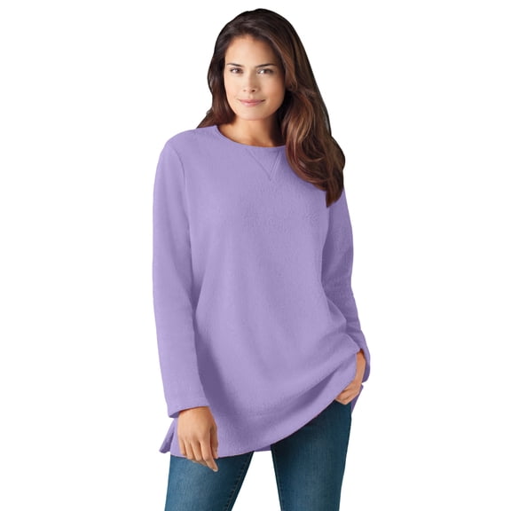Woman Within Plus Size Crewneck Ultra Soft Sherpa Sweatshirt