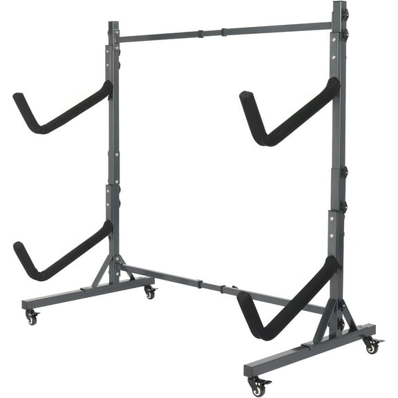 Kayak Stand Freestanding Storage Rack for Kayak Canoe Boat Paddle Board SUP Surfboard for Indoor Outdoor Garage, Shed, Dock with Lockable Wheels Wide Adjustable