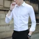 thumbnail image 2 of Camisa blanca de manga larga para hombre, ropa de trabajo profesional informal de negocios, suaviza tu silueta, camisa de traje con cuello cuadrado sin arrugas, 2 of 4