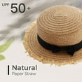 thumbnail image 3 of 52-54cm hat circumference children's straw hat sunscreen outdoor bow flat top hat seaside beach hat foldable sun hat - Light coffee, 3 of 5