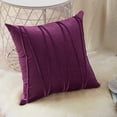 thumbnail image 2 of Decor Ur Space Pack of 2 Striped Velvet Throw Pillow Covers Modern Decorative Couch Throws Square Soft Cozy Pillowcases for Winter Bed Sofa Cushion Living Room (Dark Purple, 20" x 20"), 2 of 5