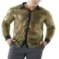 thumbnail image 3 of Men Spring Autumn Sequins Shirt Long Sleeve Turn Down Collar Dot Shirt, 3 of 6