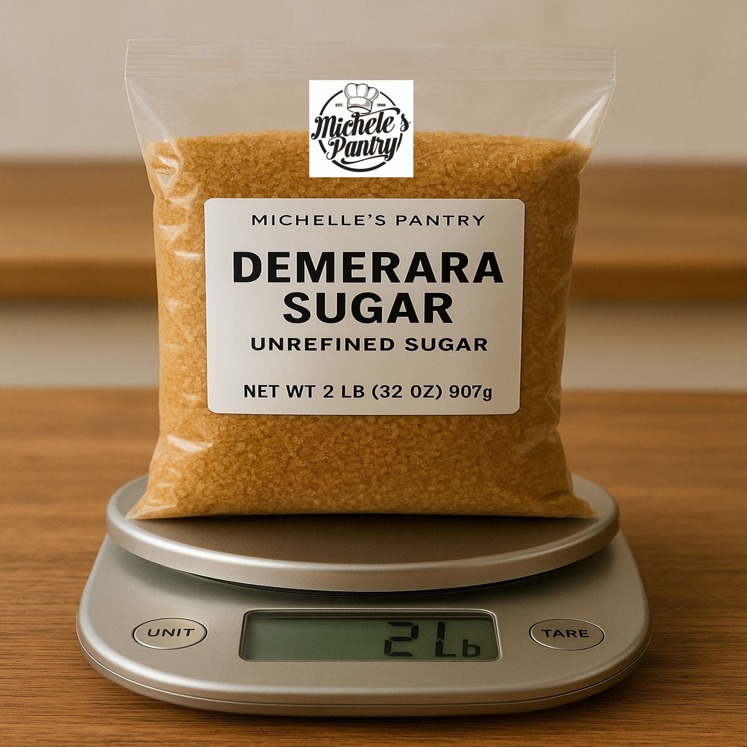 Michele’s Pantry Demerara Sugar (Unrefined Cane Sugar), 4 lbs, Allergen Free