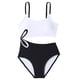 thumbnail image 2 of Traje de baño de 2 piezas para mujer, trajes de baño para mujer, conjunto de traje de baño de verano para niños con camisola hueca de color liso para niños, top de poliéster, 2 of 7