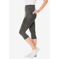 thumbnail image 3 of Woman Within Plus Size Petite Stretch-Cotton Knit Pull-On Pocket Capri Leggings, 3 of 6