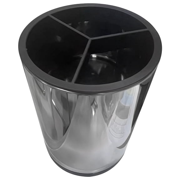 Kitchen Utensil Holder – Stainless Steel 3‑Compartment Countertop Organizer, 360° Rotating, 4.7" x 4.7" x 6.8", with Detachable Dividers & Drainage