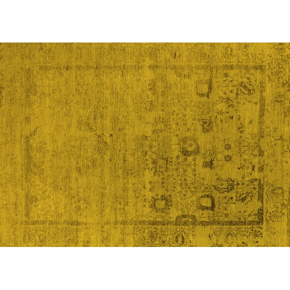 Ahgly Company Machine Washable Indoor Rectangle Oriental Yellow Industrial Area Rugs, 8' x 10'