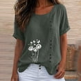 thumbnail image 4 of QUNYINEY Over Sized T Shirt Women Floral Short Sleeve Cotton Summer Tunic Tops Crew Neck Casual Pullover Loose Fit Button Shirts, 4 of 5