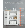 thumbnail image 2 of KFFKFF Bathroom Floor Cabinet, 3-Tier Storage Unit with Adjustable Shelf, 2 Doors, and 4 Drawers, Versatile Organizer for Kitchen, Living Room, or Entryway, White, 2 of 9