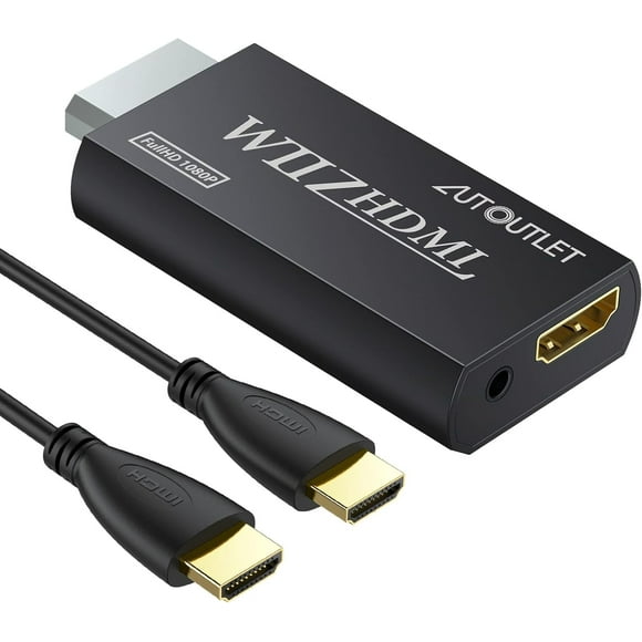 XINQIHANG Wii to HDMI Converter WII2HDMI Wii Signal to HDMI Support 720P 1080P 3.5MM Audio HD Video Output Adapter with 1M HDMI Cable Compatible with Nintendo Wii