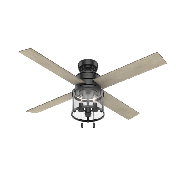 Hunter 52" Astwood Lighted Ceiling Fan Matte Black with Bleached Grey Pine Blades - Integrated LED, Pull Chain Control