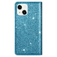 thumbnail image 4 of SaniMore Magnetic Flip Wallet Case for iPhone 14 6.1", PU Leather Ultra-Thin Glitter Cover Buil-in Card Slot & Kickstand Shockproof Protective Shell for iPhone 14, Skyblue, 4 of 8