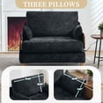 thumbnail image 4 of FFH Foldable Recliner Chair Accent Chair for Adult,3-In-1 Convertible Sleeper Sofa Chair Bed with Detachable Side Pockets,Mid-Century Modern Decor,Suitable For Small Spaces with Three Pillows, 4 of 13
