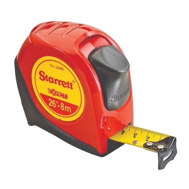 Cinta métrica Starrett KTX1-26ME-N de 8 m de largo, 2,5 cm de ancho