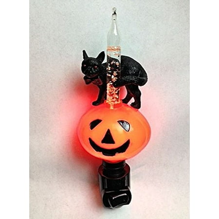 Halloween Jack O'Lantern And Black Cat Bubble Light Night