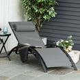 thumbnail image 2 of Outsunny Patio Reclining Outdoor Chaise Lounge Chair with 5-Level Adjustable Backrest Pillow Grey, 2 of 9