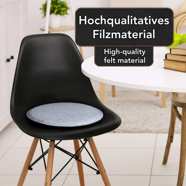 Greswe Cozy Seat Cushion Round Made Of Felt 36cm Set Of 4 Gray I Light Gray Washable Chair Cushions Compatible With Eames Shell Chair Comfortabl