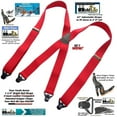 thumbnail image 4 of Holdup Brand 42" Teen Red X-back Suspenders 1 1/4" wide with Patented Gripper Clasps, 4 of 4