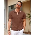 thumbnail image 2 of COOFANDY Men's Knit Short Sleeve Button Down Shirt Summer Beach Casual Vintage Shirt Knitted Shirts, 2 of 6