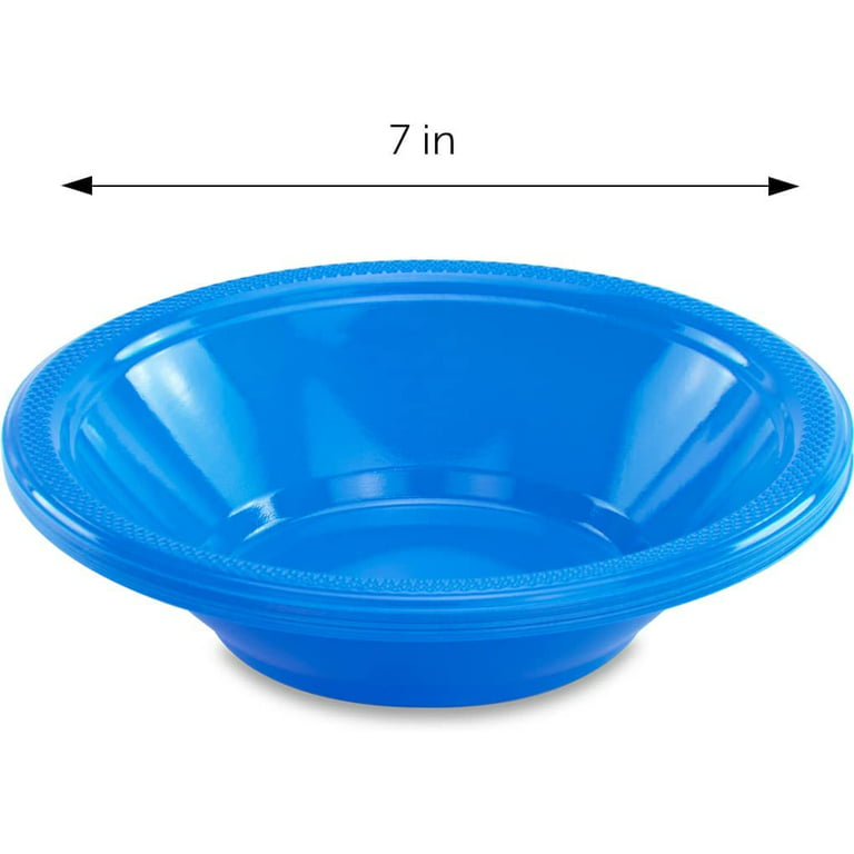 Decorrack 24 Small Plastic Bowls, 7 inch Disposable Party Bowls, Blue (Pack of 24)