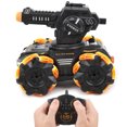 thumbnail image 4 of Coche tanque con Control remoto de 2,4 GHz, 7 mini ruedas, vehículo militar de juguete, vehículo de acrobacias con rotación de 360°, color naranja, 4 of 14